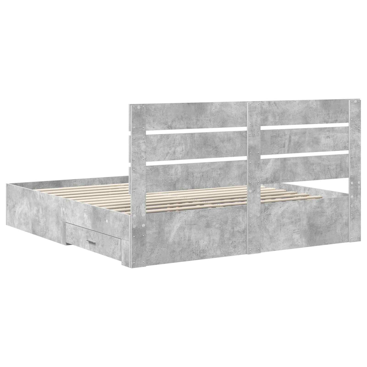 Sengestamme med skuff Betonggrå 180 x 200 cm Konstruert tre