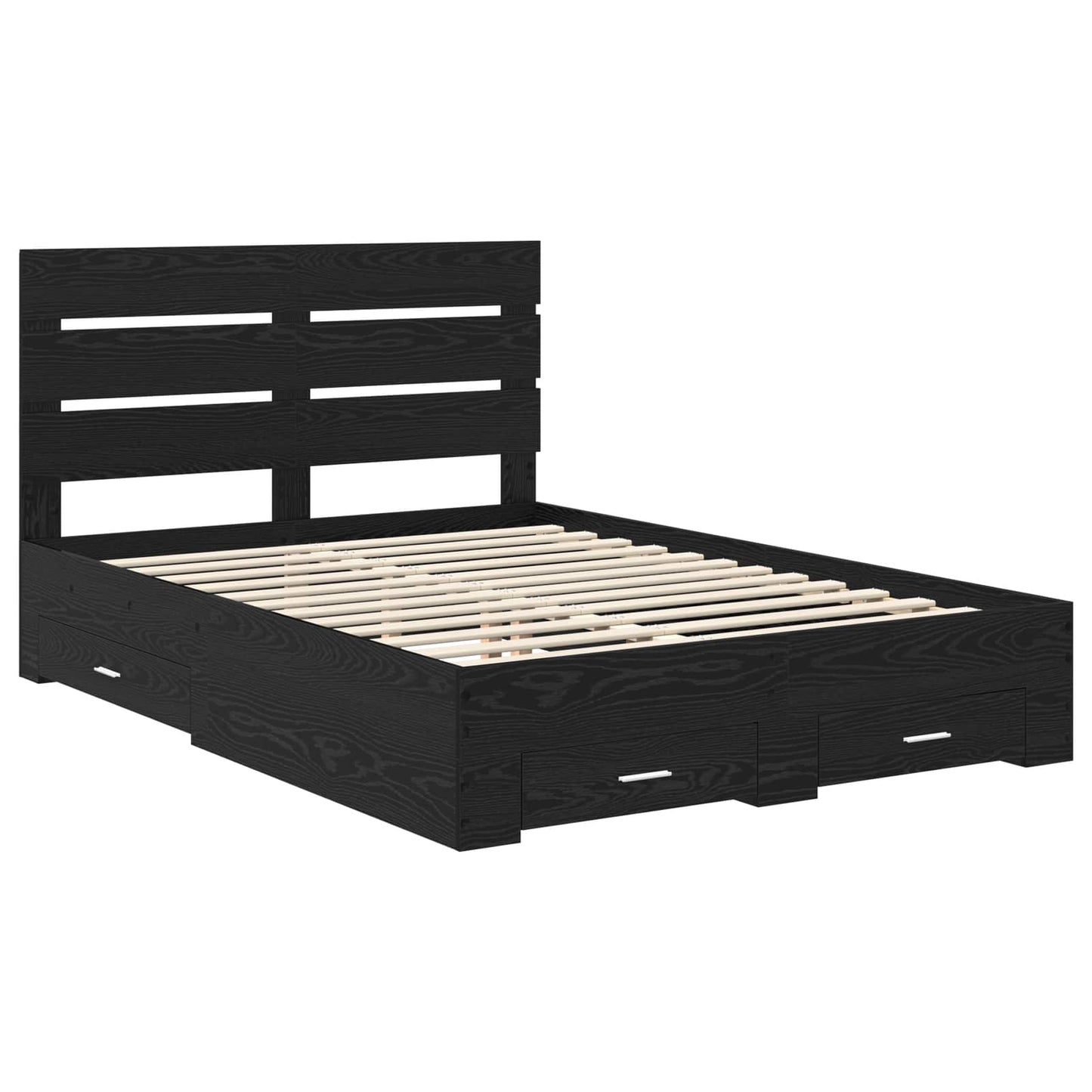 Sengestamme med skuff Svart Eik 160 x 200 cm Konstruert tre