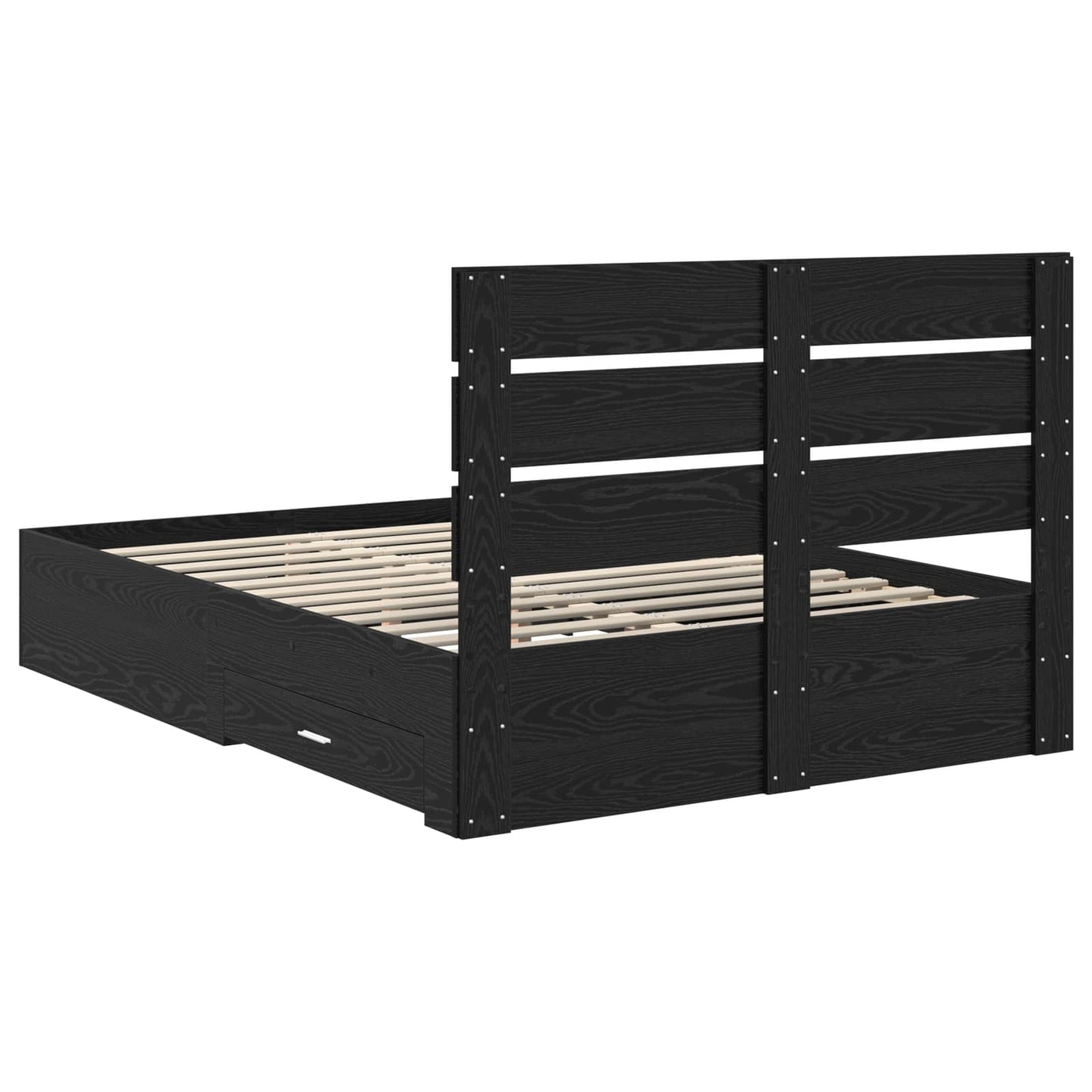 Sengestamme med skuff Svart Eik 160 x 200 cm Konstruert tre