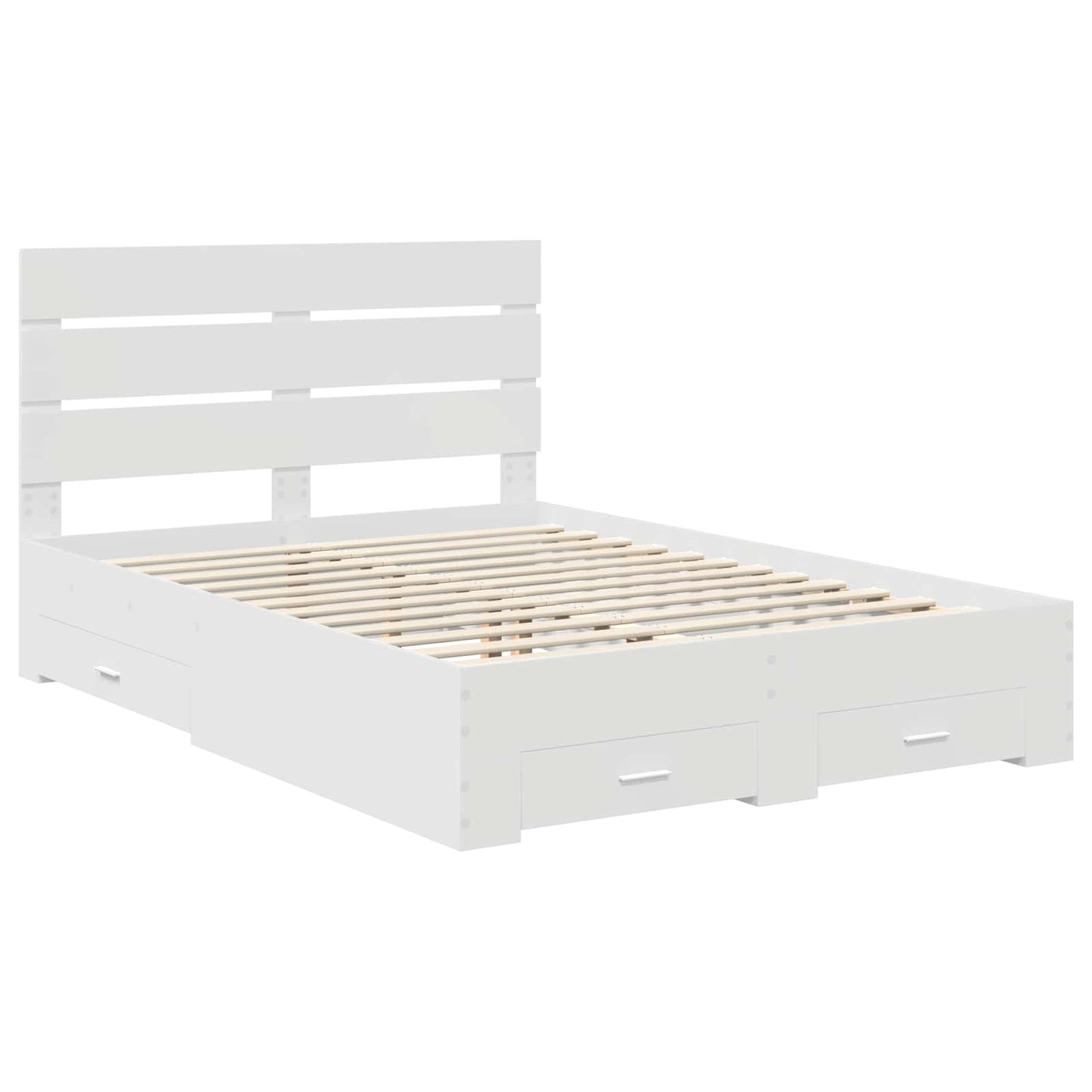 Sengestamme med skuff Hvit 140 x 200 cm Konstruert tre