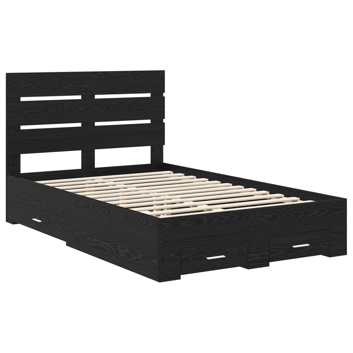 Sengestamme med skuff Svart Eik 135 x 190 cm Konstruert tre