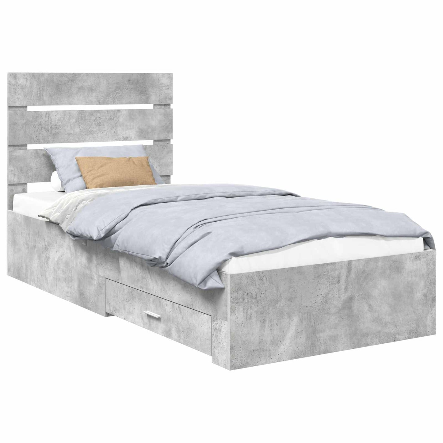Sengestamme med skuff Betonggrå 100 x 200 cm Konstruert tre
