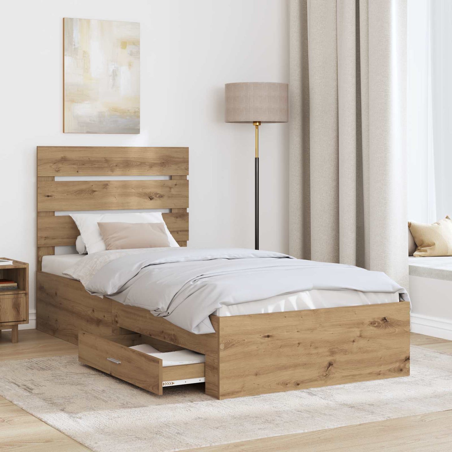 Sengestamme med skuff Artisan Eik 100 x 200 cm Konstruert tre