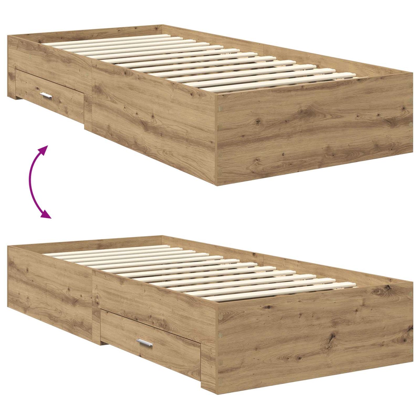 Sengestamme med skuff Artisan Eik 90 x 200 cm Konstruert tre