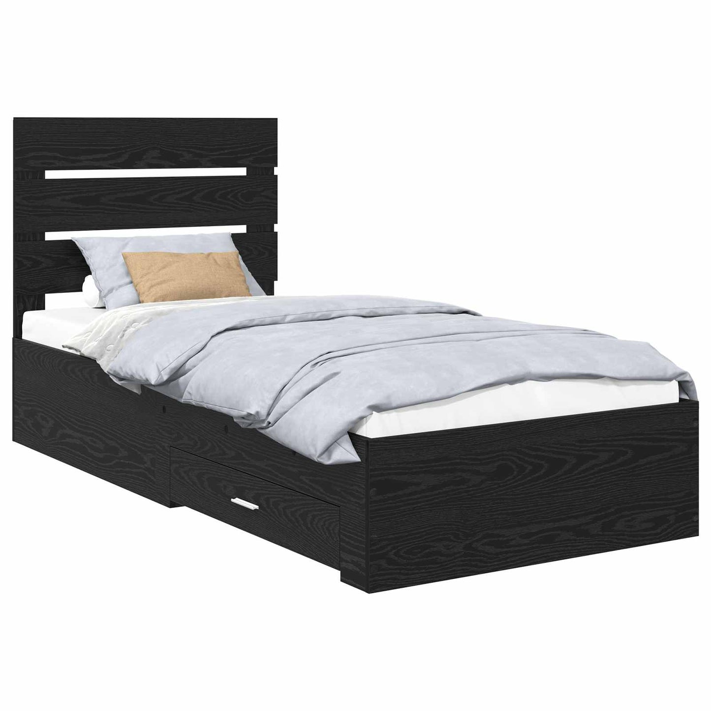 Sengestamme med skuff Svart Eik 90 x 190 cm Konstruert tre