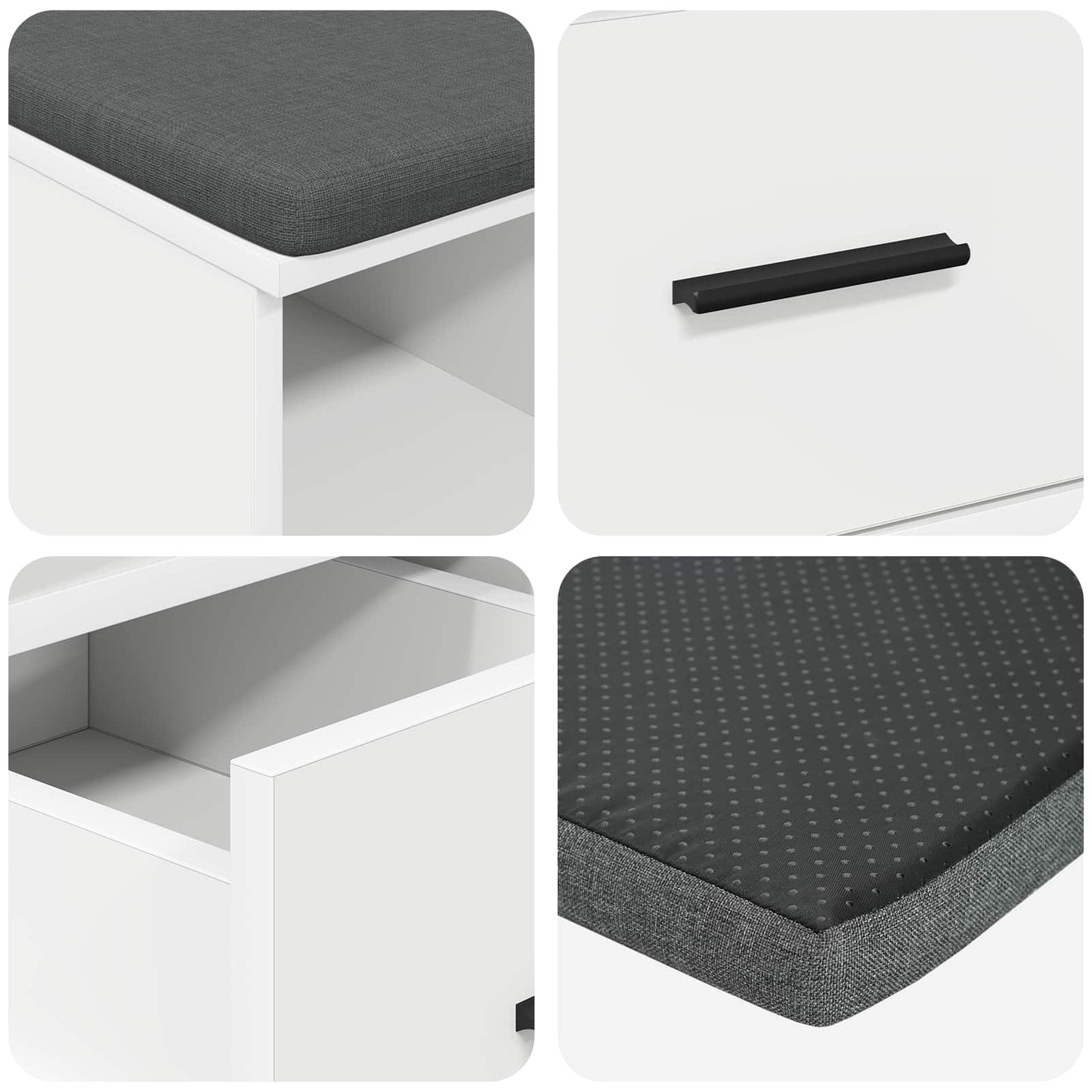 Gangbenk Hvit 60 x 38 x 46 cm Konstruert treverk og stoff