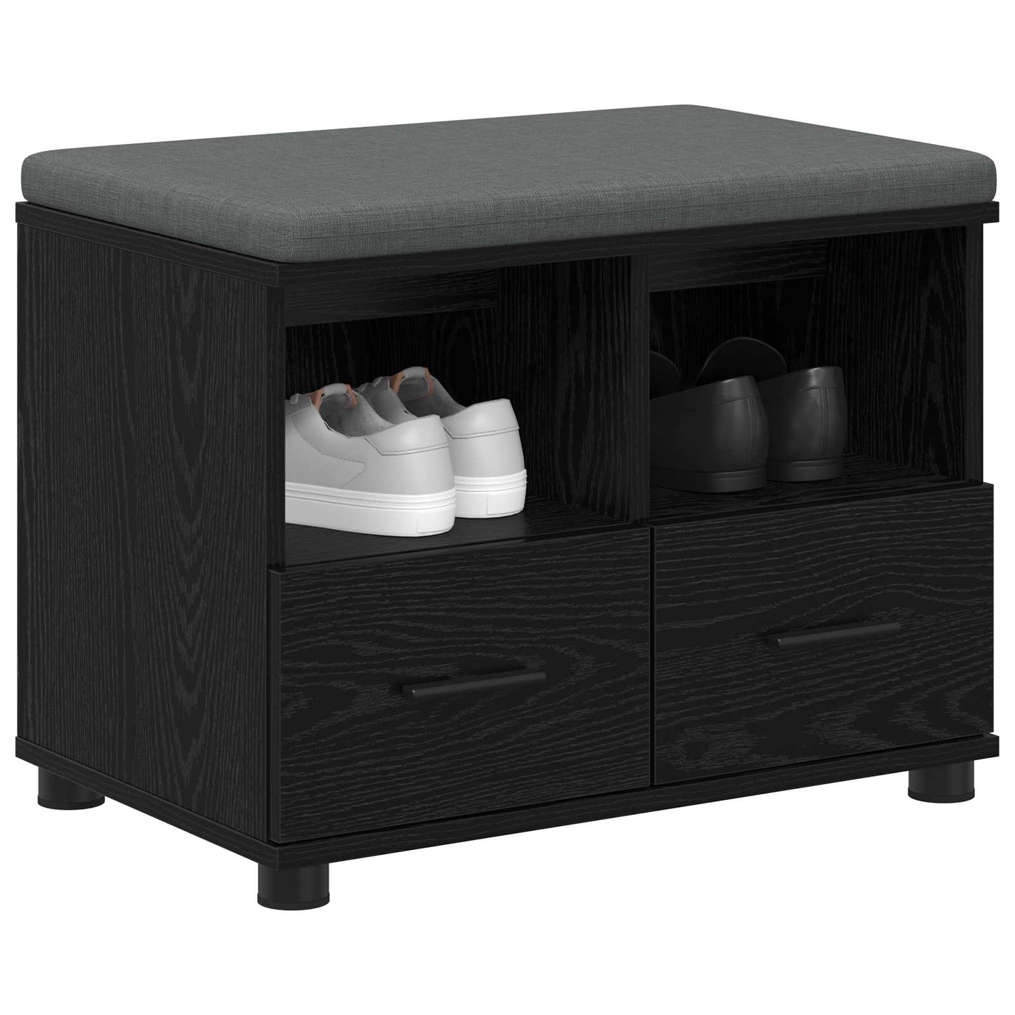 Gangbenk Svart Eik 60 x 38 x 46 cm Konstruert treverk og stoff