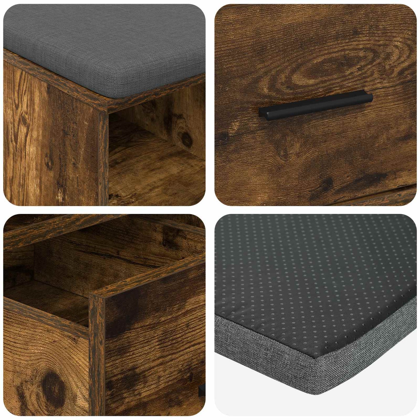 Gangbenk Røkt Eik 60 x 38 x 46 cm Konstruert treverk og stoff