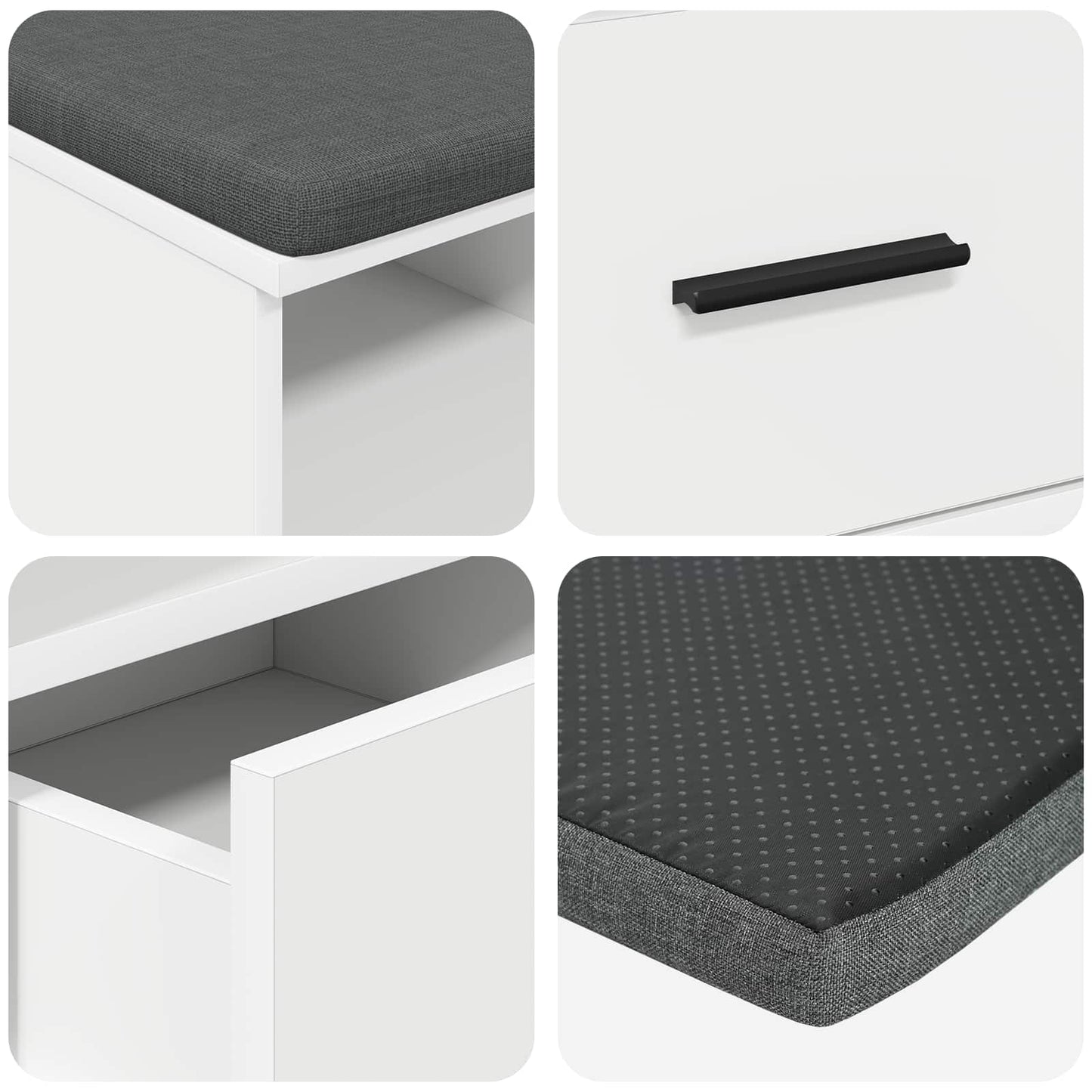 Gangbenk Hvit 80 x 38 x 46 cm Konstruert treverk og stoff