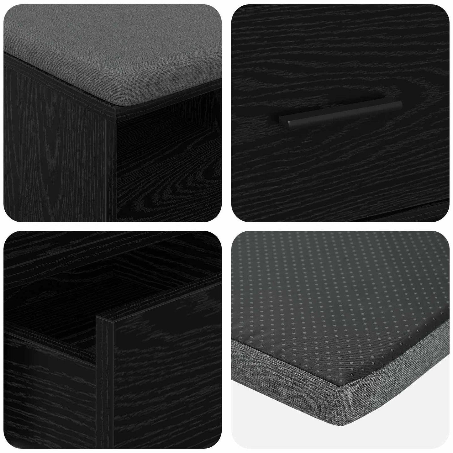 Gangbenk Svart Eik 80 x 38 x 46 cm Konstruert treverk og stoff