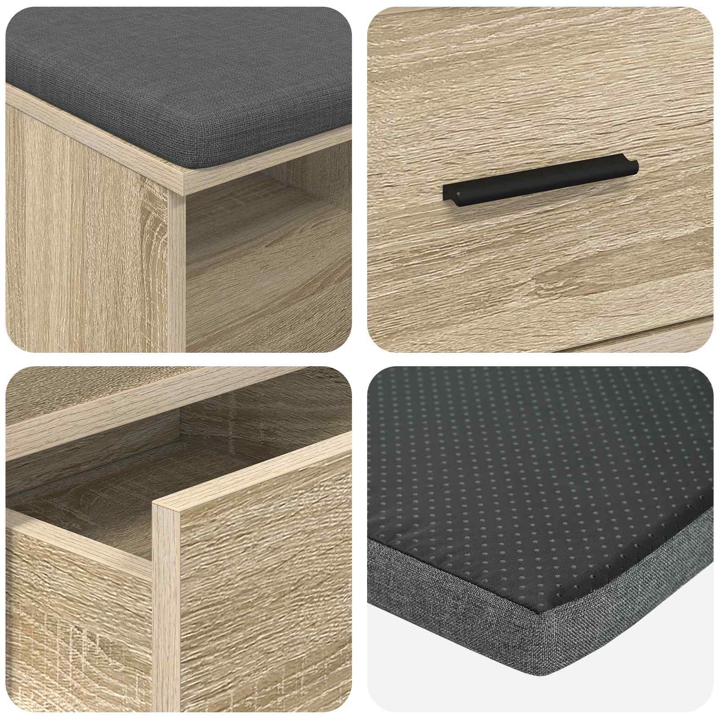 Gangbenk Sonoma eik 80 x 38 x 46 cm Konstruert treverk og stoff