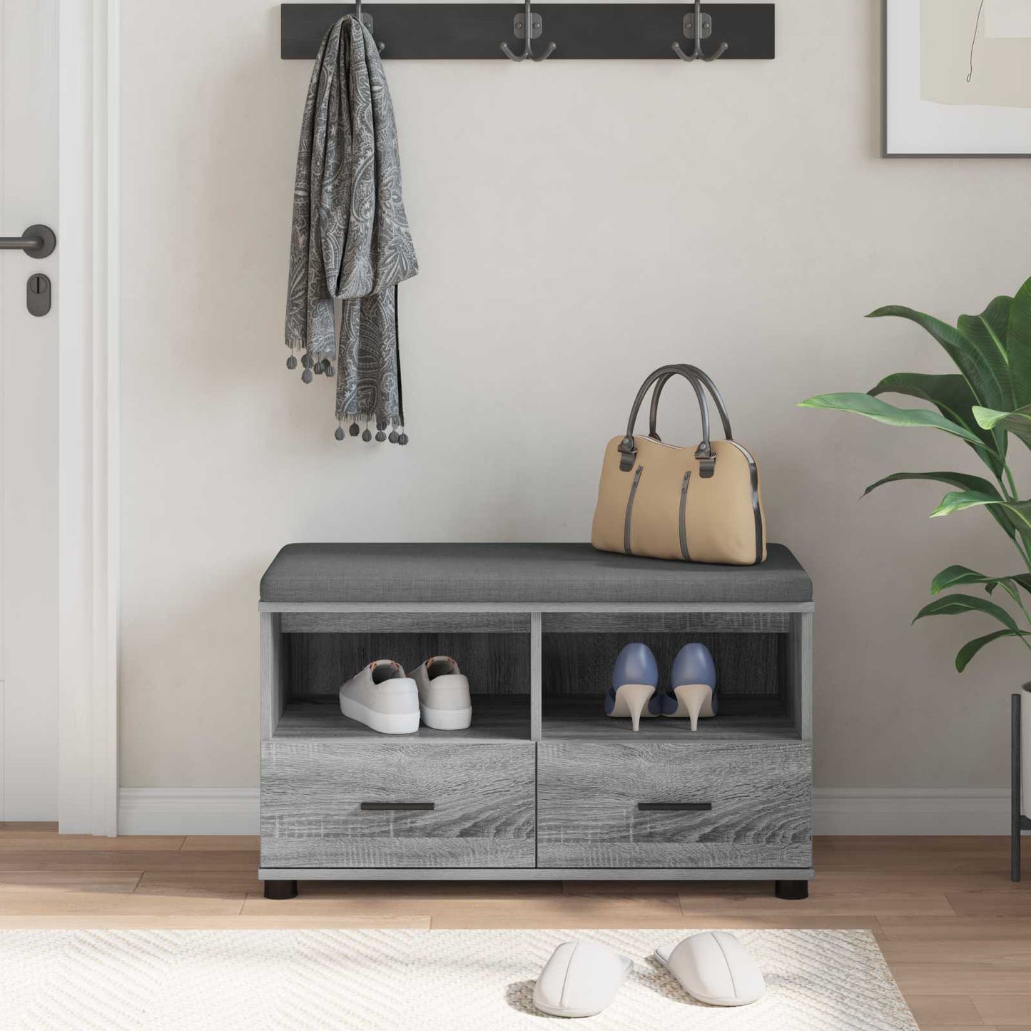 Gangbenk Grå Sonoma 80 x 38 x 46 cm Konstruert treverk og stoff