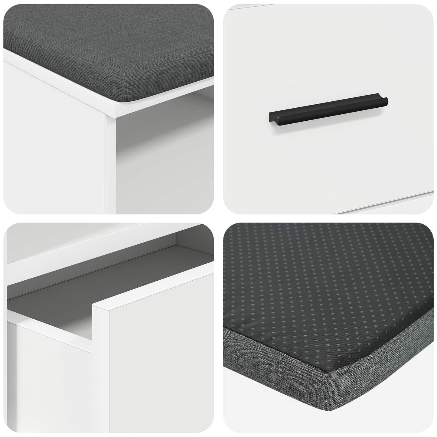 Gangbenk Hvit 100 x 38 x 46 cm Konstruert treverk og stoff