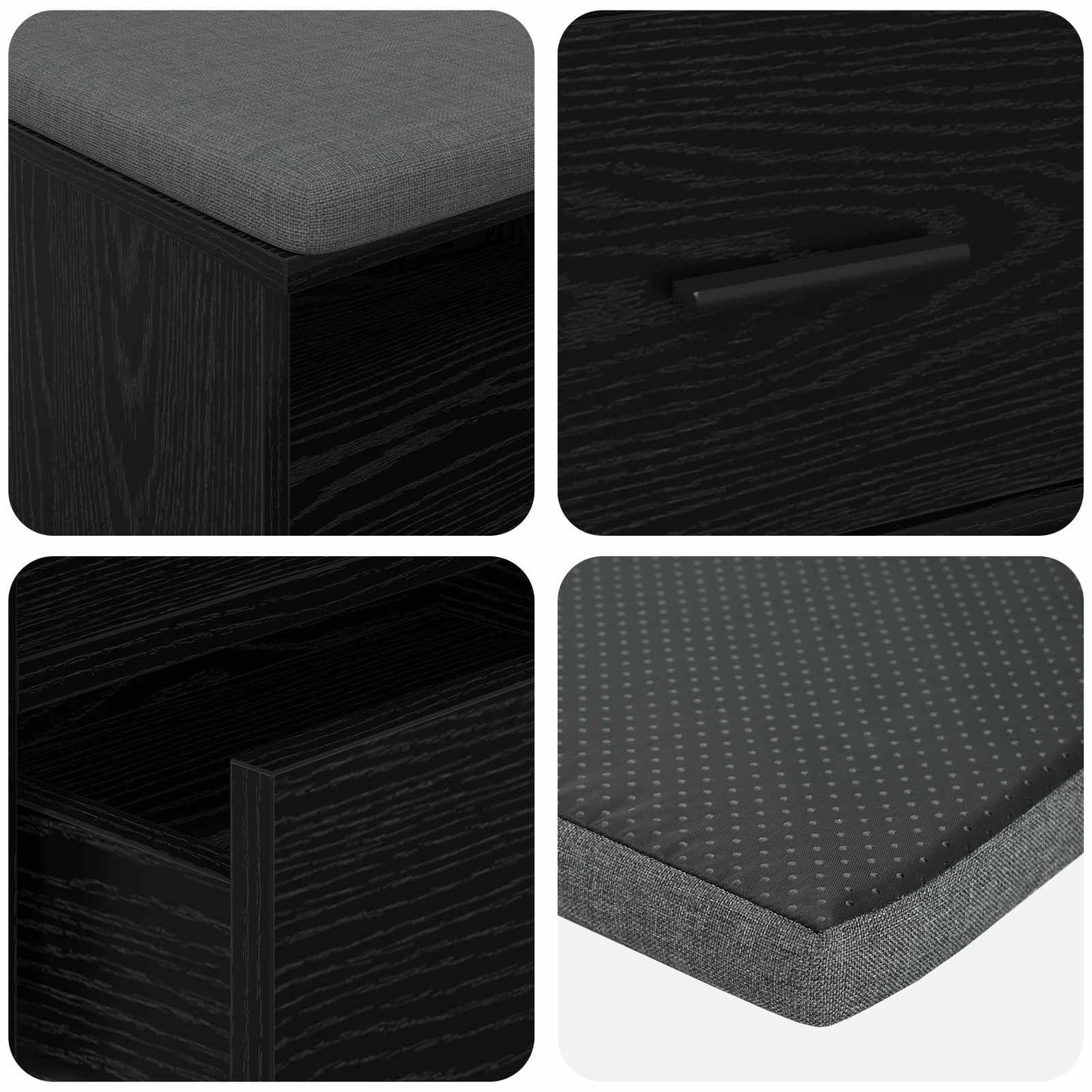 Gangbenk Svart Eik 100 x 38 x 46 cm Konstruert treverk og stoff
