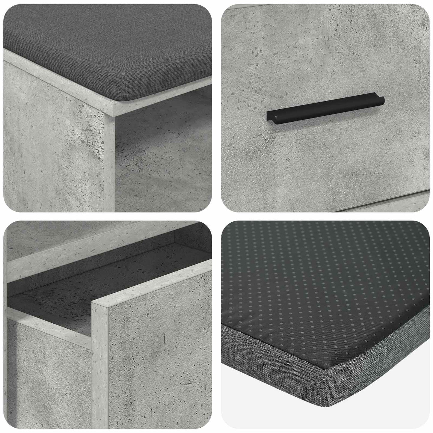Gangbenk BetongGrå 100 x 38 x 46 cm Konstruert treverk og stoff
