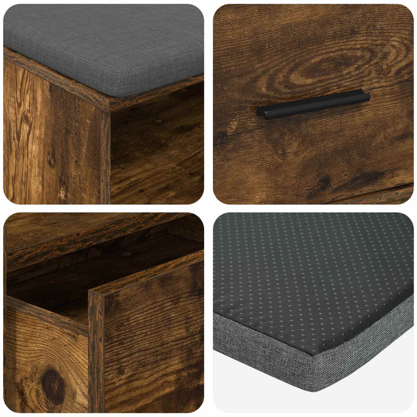 Gangbenk Røkt Eik 100 x 38 x 46 cm Konstruert treverk og stoff