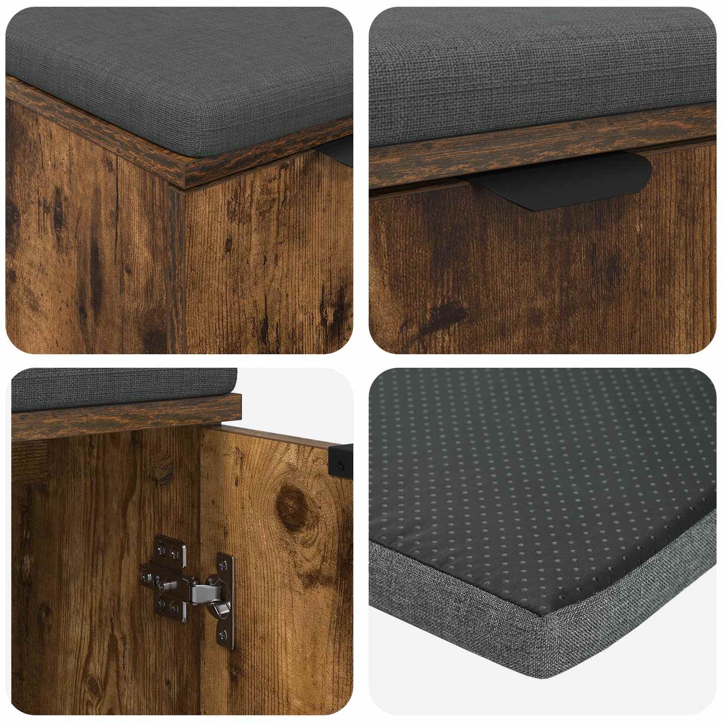 Gangbenk Røkt Eik 60 x 38 x 46 cm Konstruert treverk og stoff