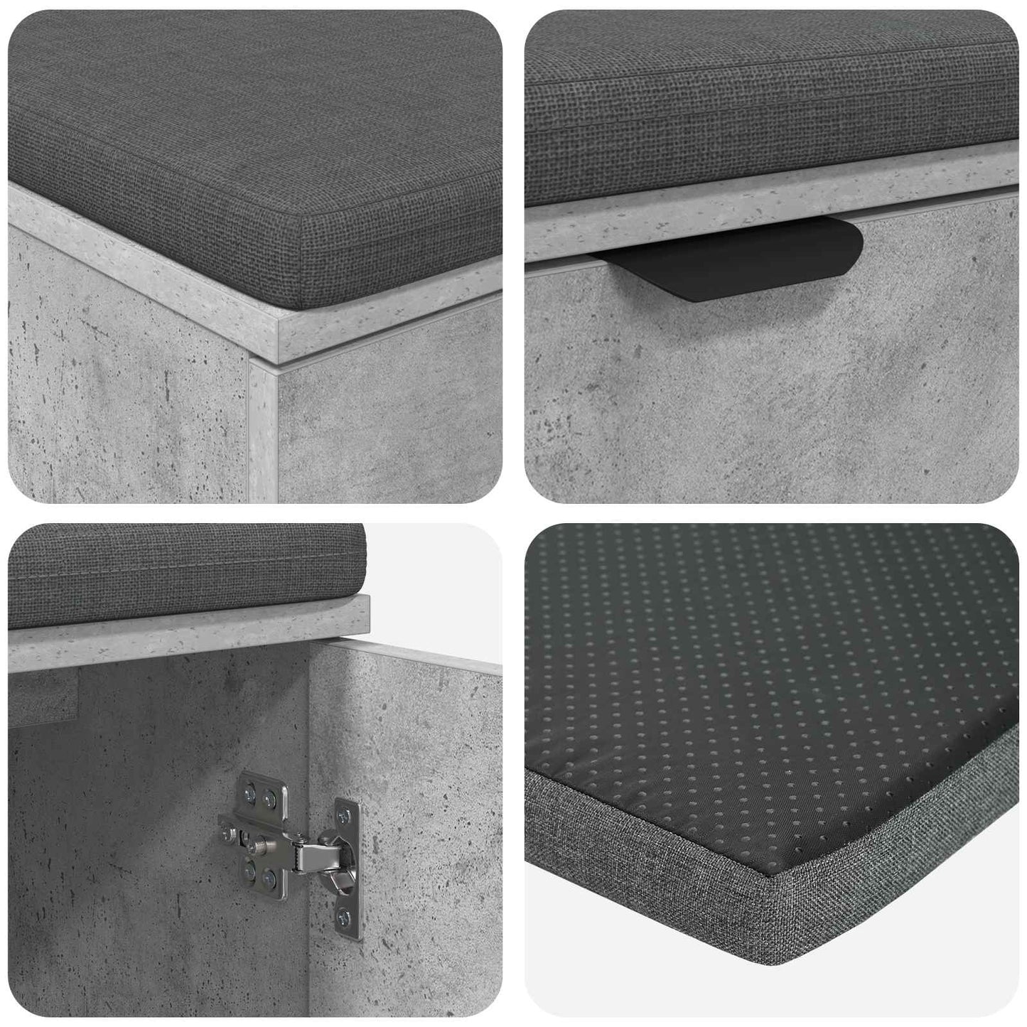 Gangbenk BetongGrå 80 x 38 x 46 cm Konstruert treverk og stoff