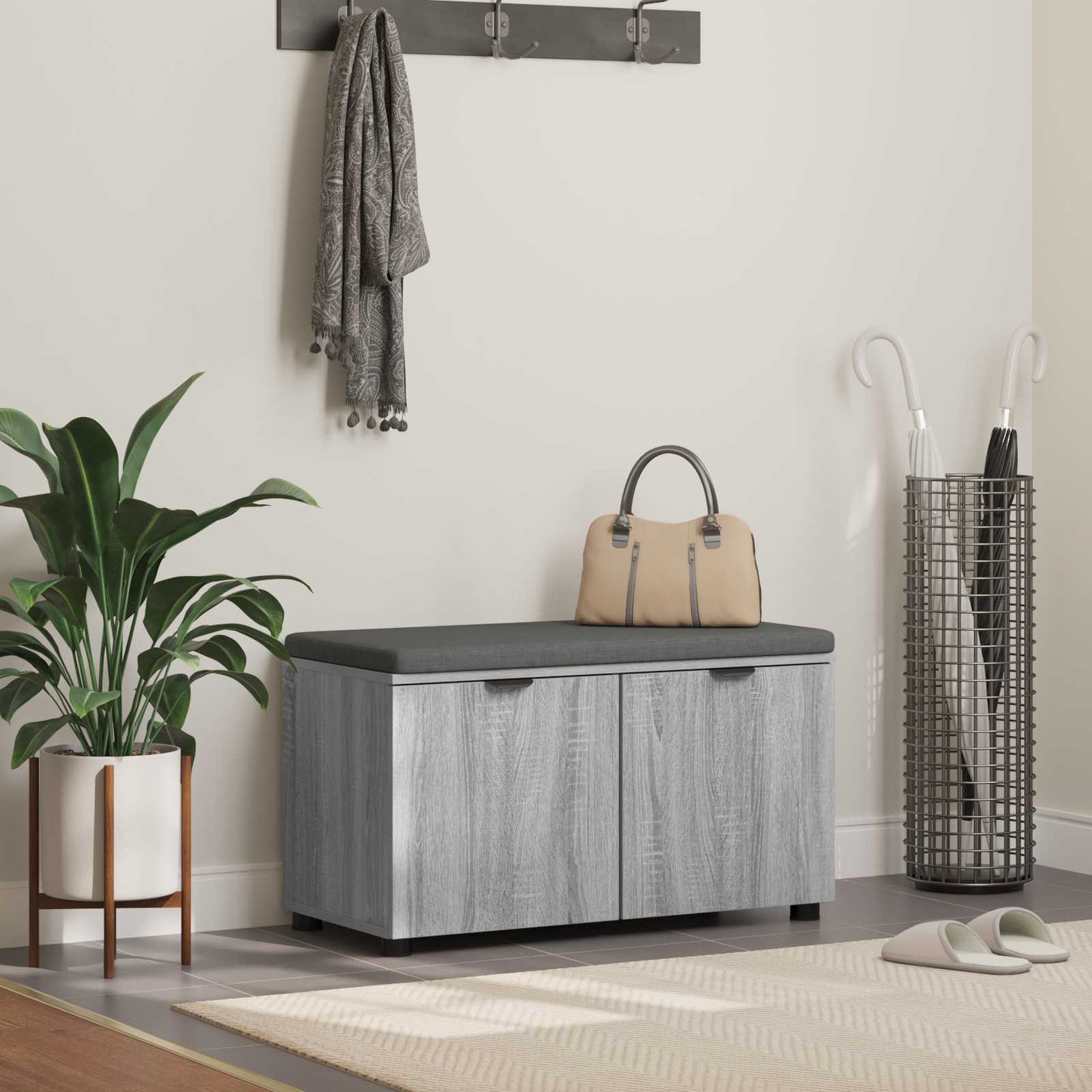 Gangbenk Grå Sonoma 80 x 38 x 46 cm Konstruert treverk og stoff