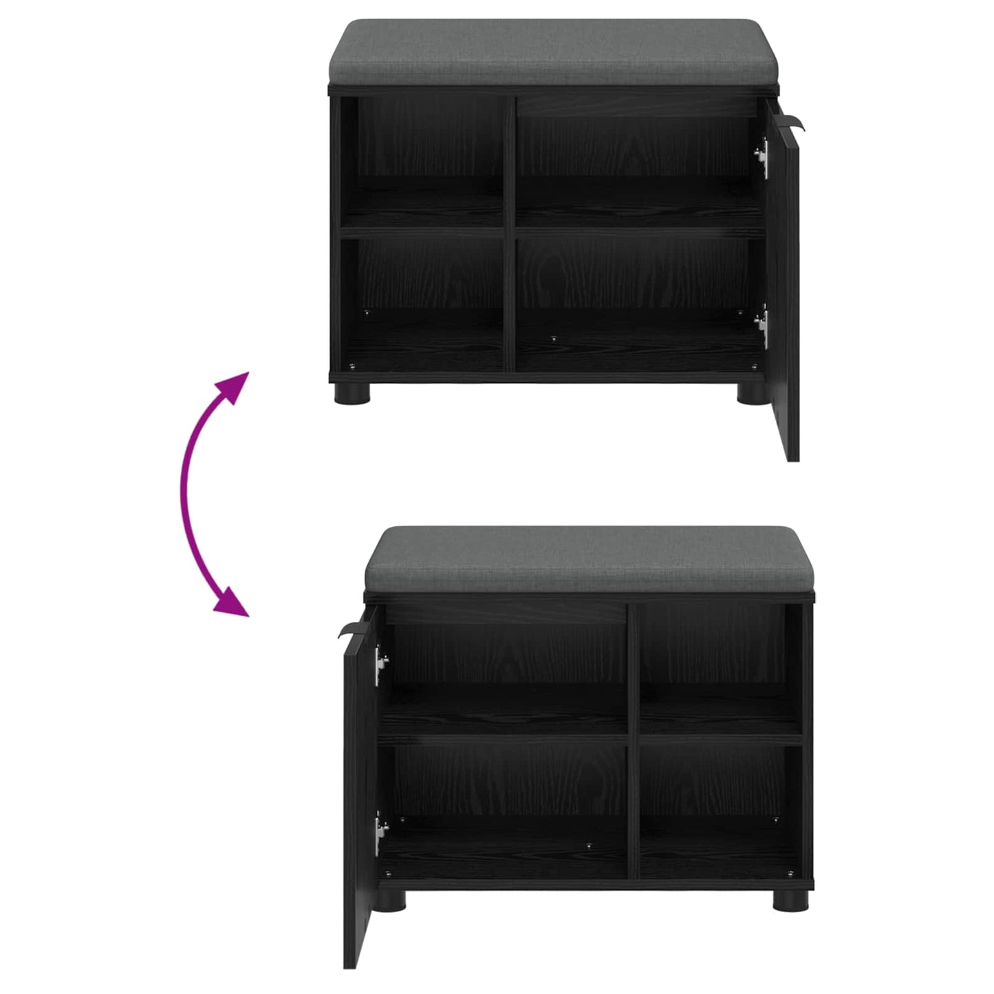 Gangbenk Svart Eik 60 x 38 x 46 cm Konstruert treverk og stoff