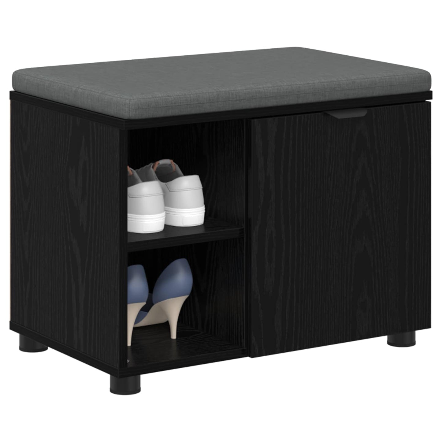 Gangbenk Svart Eik 60 x 38 x 46 cm Konstruert treverk og stoff