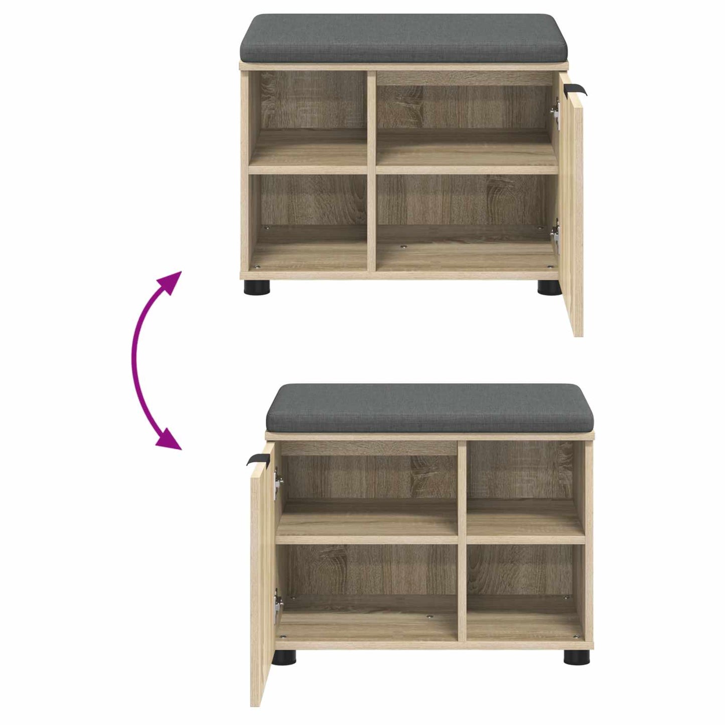 Gangbenk Sonoma eik 60 x 38 x 46 cm Konstruert treverk og stoff