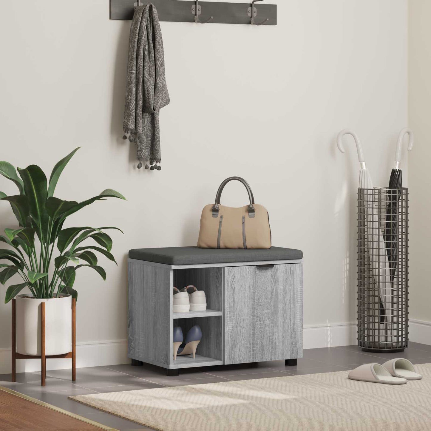 Gangbenk Grå Sonoma 60 x 38 x 46 cm Konstruert treverk og stoff