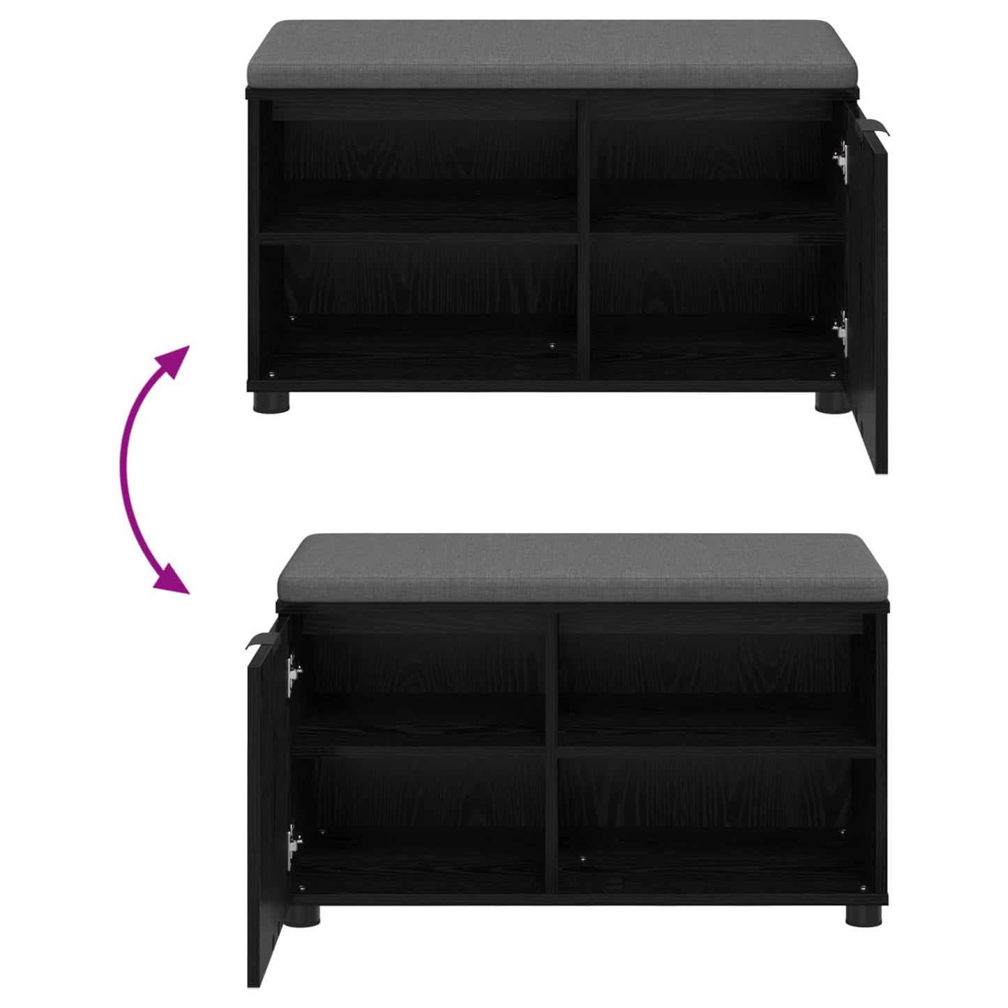 Gangbenk Svart Eik 80 x 38 x 46 cm Konstruert treverk og stoff