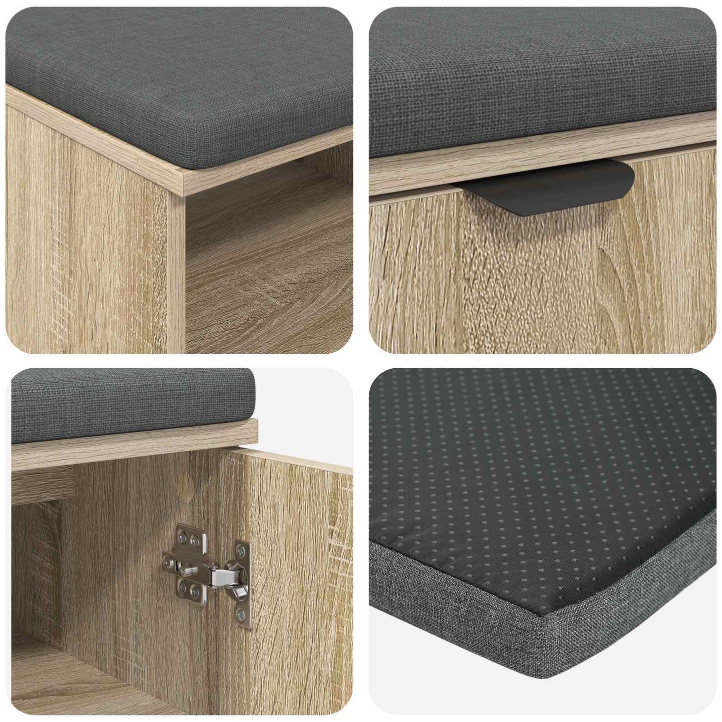 Gangbenk Sonoma eik 80 x 38 x 46 cm Konstruert treverk og stoff