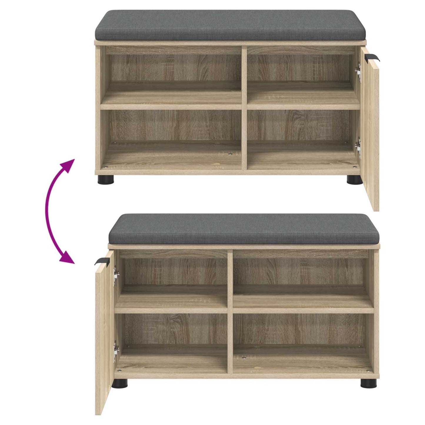 Gangbenk Sonoma eik 80 x 38 x 46 cm Konstruert treverk og stoff