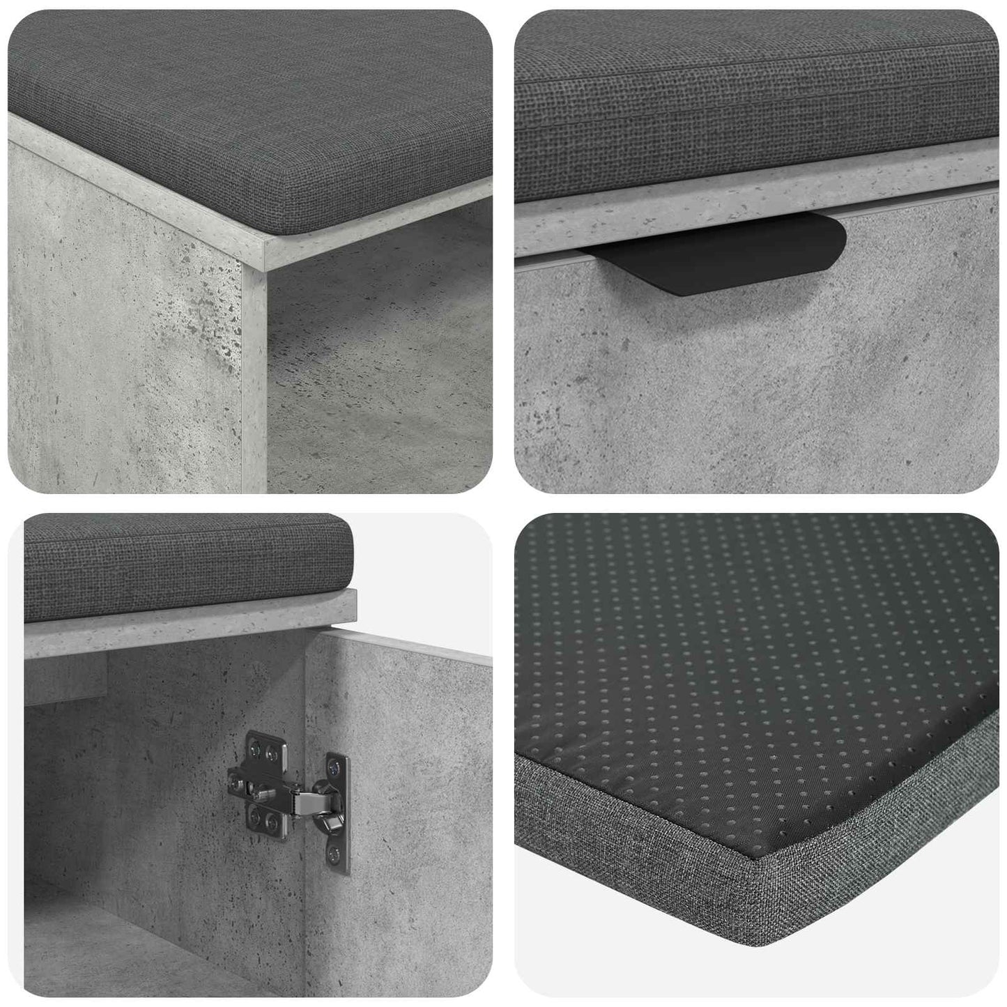 Gangbenk BetongGrå 80 x 38 x 46 cm Konstruert treverk og stoff