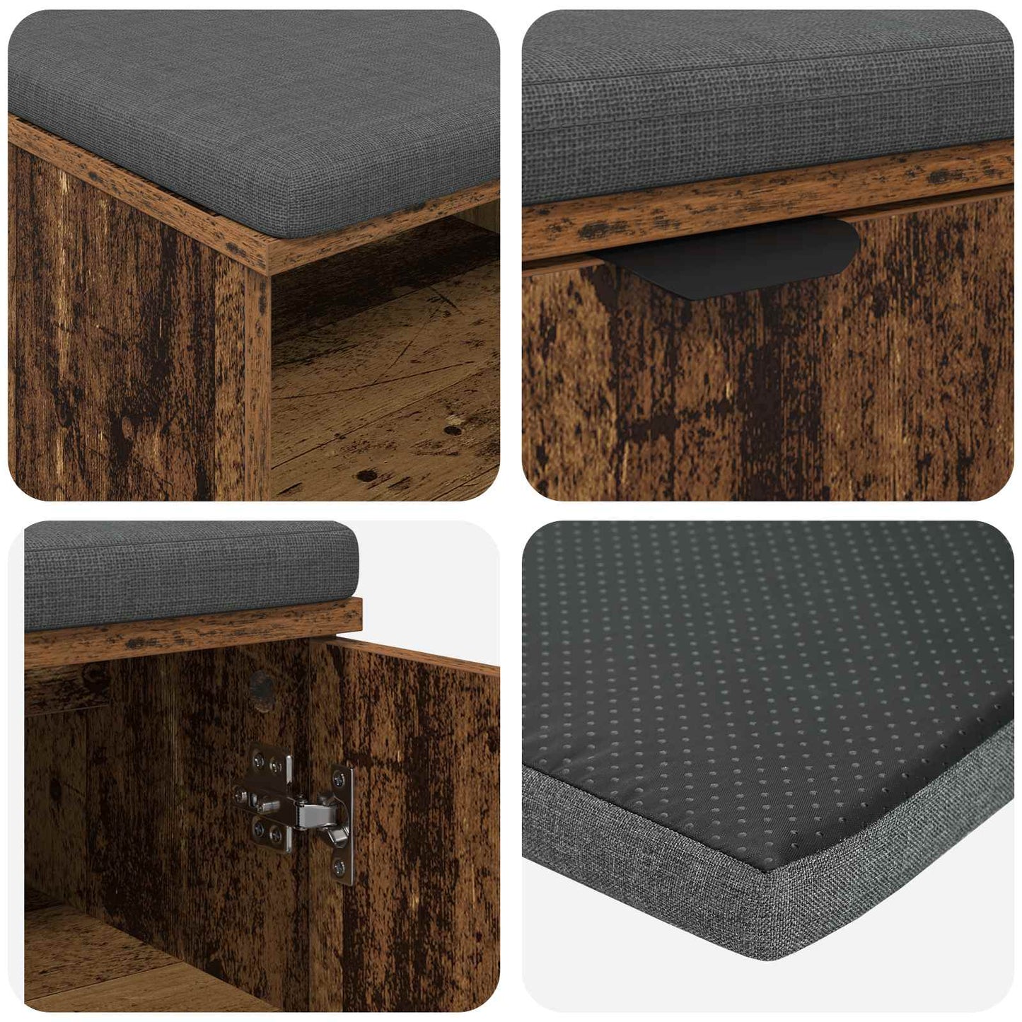 Gangbenk med pute med hylle med dør Gammelt tre 80 x 38 x 46 cm