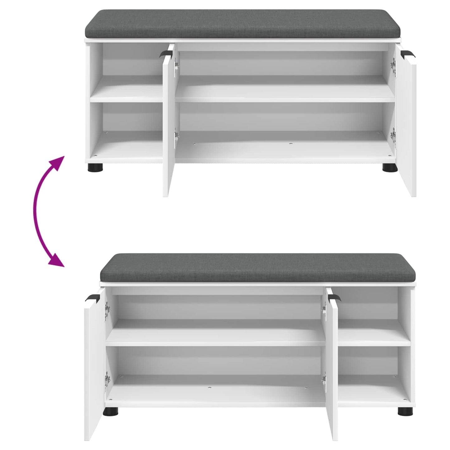 Gangbenk Hvit 100 x 38 x 46 cm Konstruert treverk og stoff