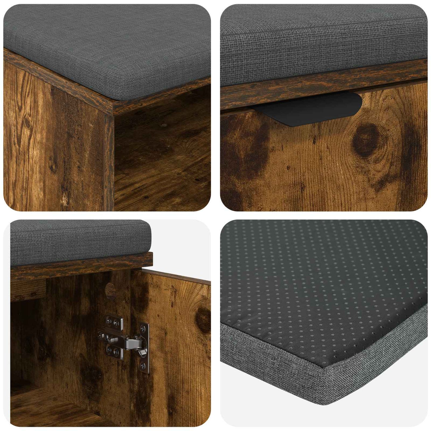Gangbenk Røkt Eik 100 x 38 x 46 cm Konstruert treverk og stoff