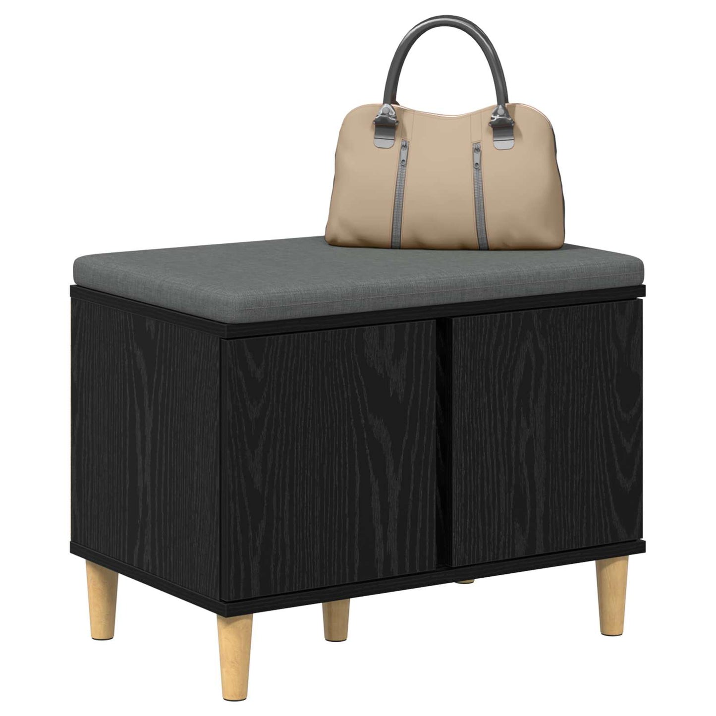 Gangbenk Svart Eik 60 x 38 x 46 cm Konstruert treverk og stoff
