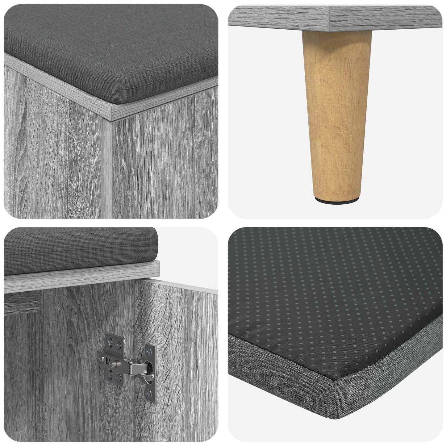 Gangbenk Grå Sonoma 60 x 38 x 46 cm Konstruert treverk og stoff