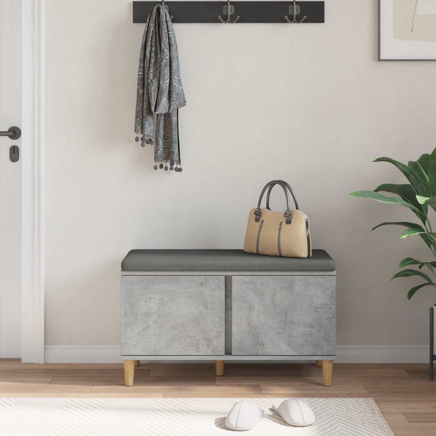 Gangbenk BetongGrå 80 x 38 x 46 cm Konstruert treverk og stoff