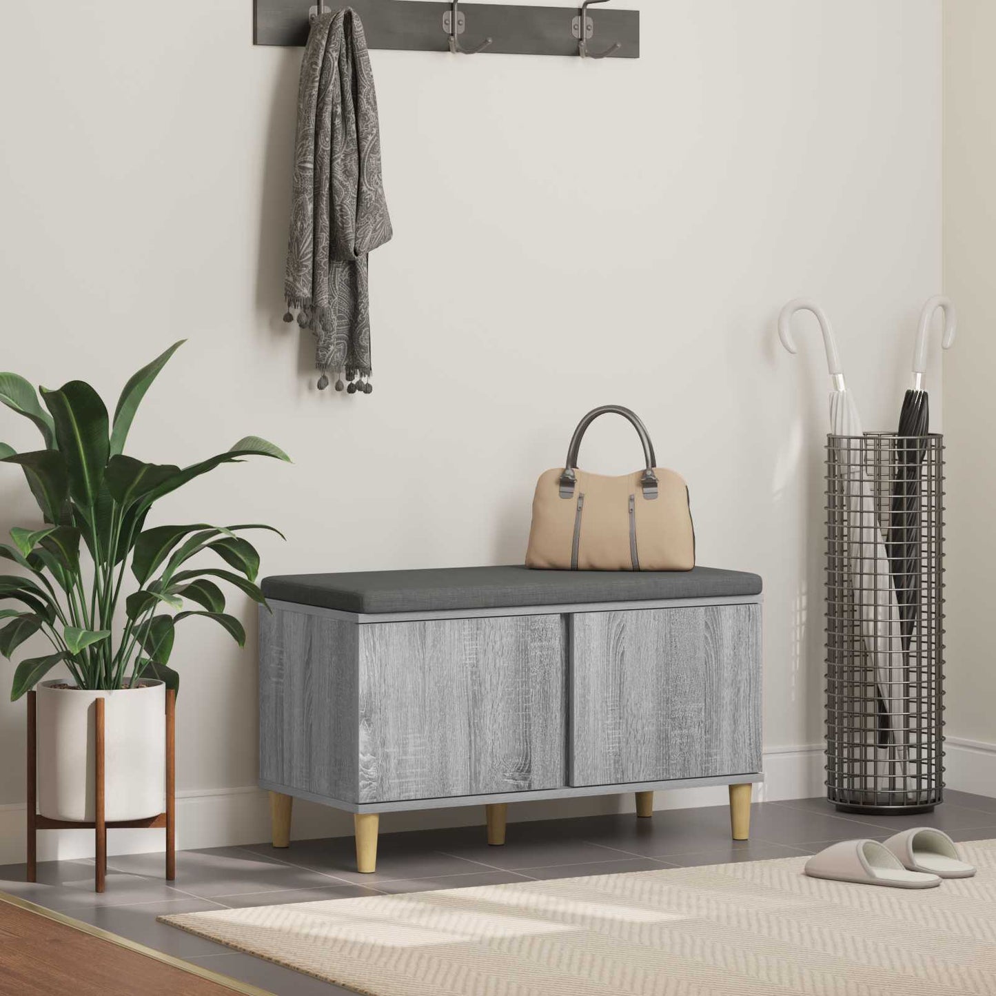Gangbenk Grå Sonoma 80 x 38 x 46 cm Konstruert treverk og stoff