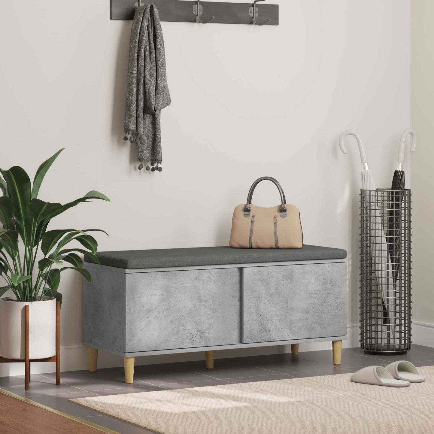 Gangbenk BetongGrå 100 x 38 x 46 cm Konstruert treverk og stoff