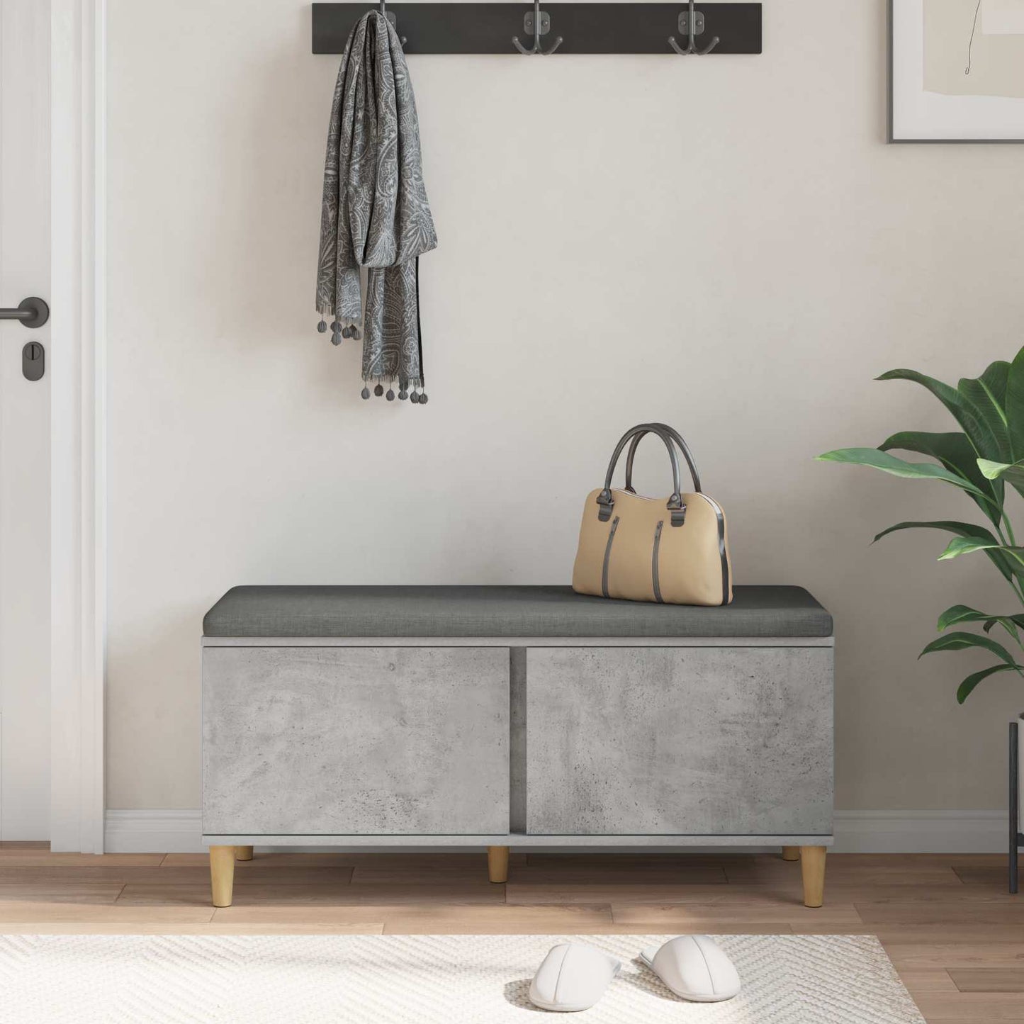 Gangbenk BetongGrå 100 x 38 x 46 cm Konstruert treverk og stoff