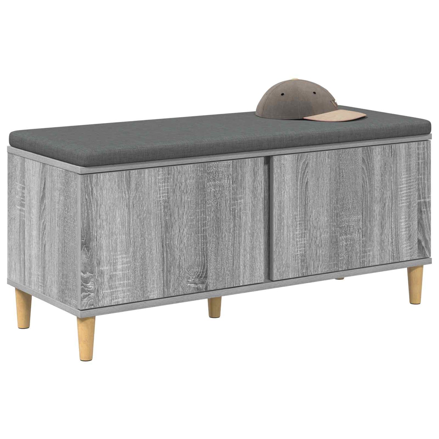 Gangbenk med pute med lagring Grå Sonoma 100 x 38 x 46 cm