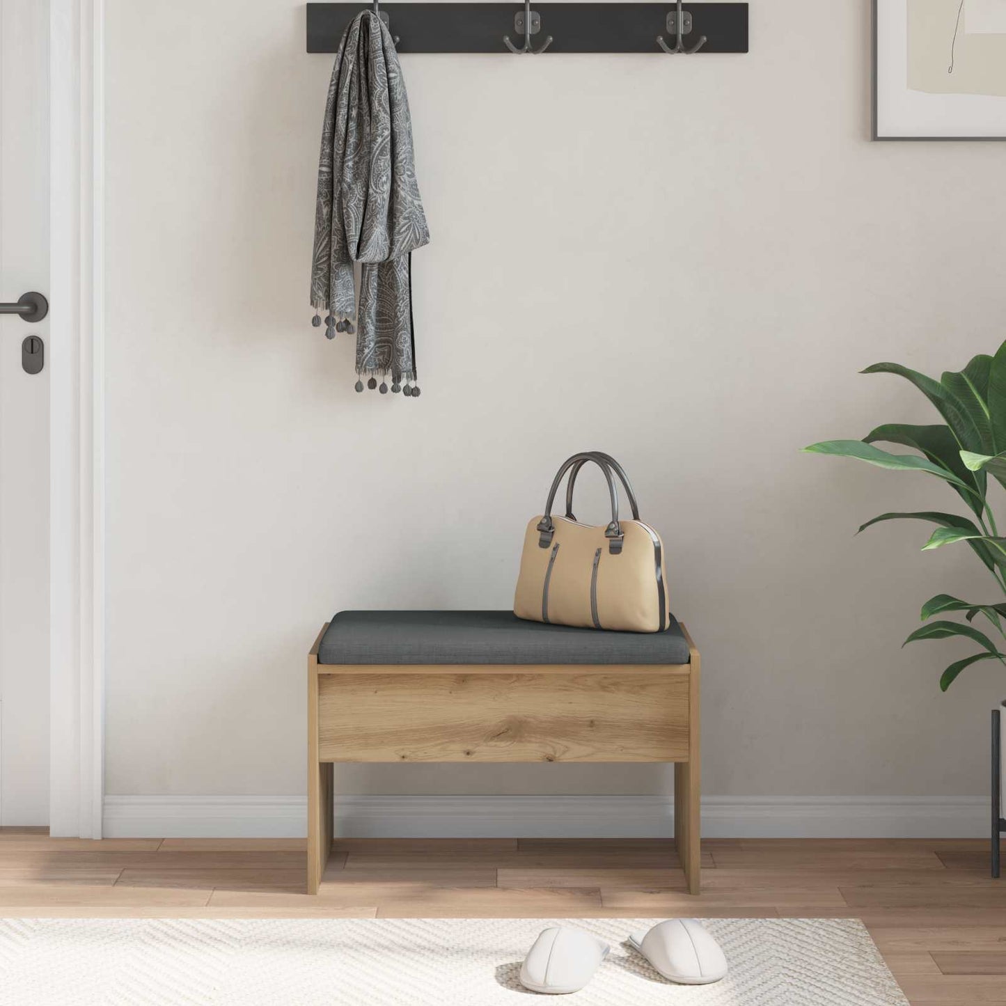 Gangbenk med pute Artisan Eik 63 x 38 x 40 cm