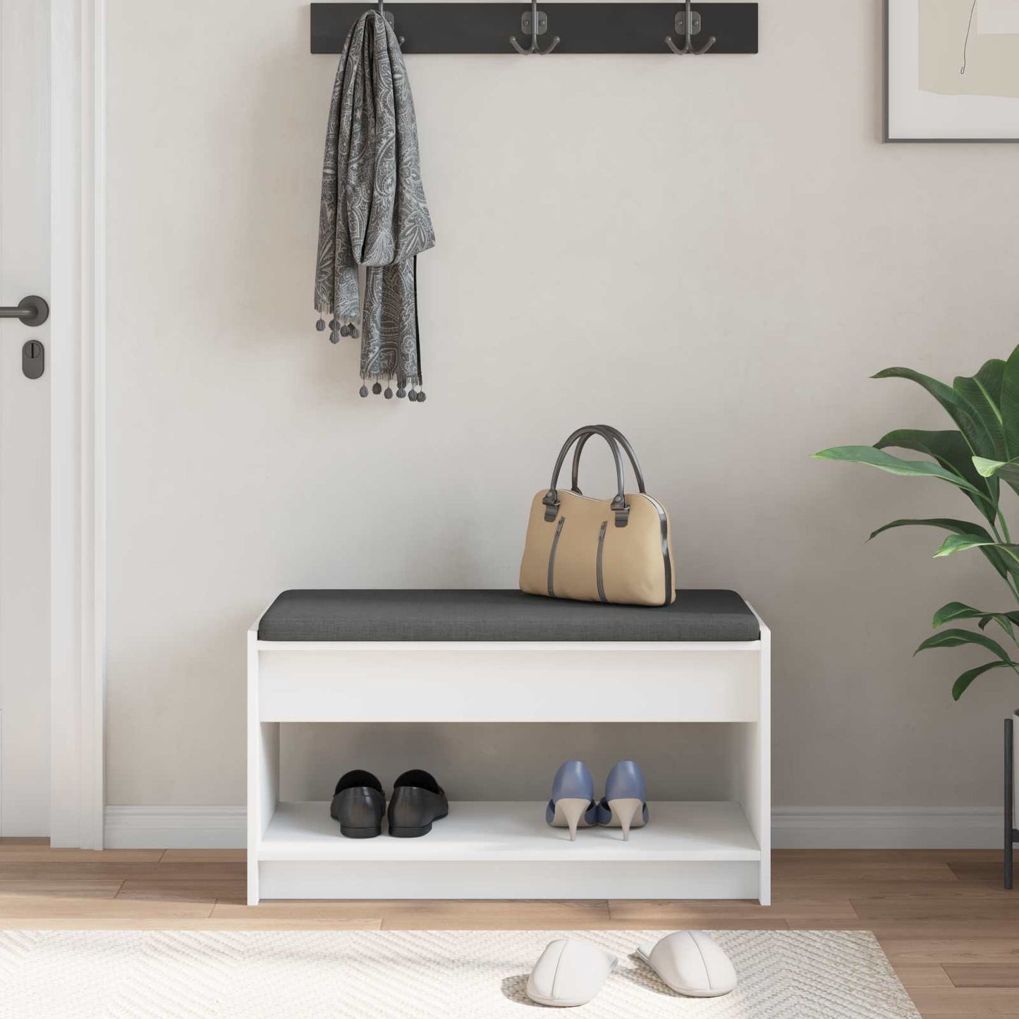 Gangbenk Hvit 83 x 38 x 45 cm Konstruert treverk og stoff vidaXL