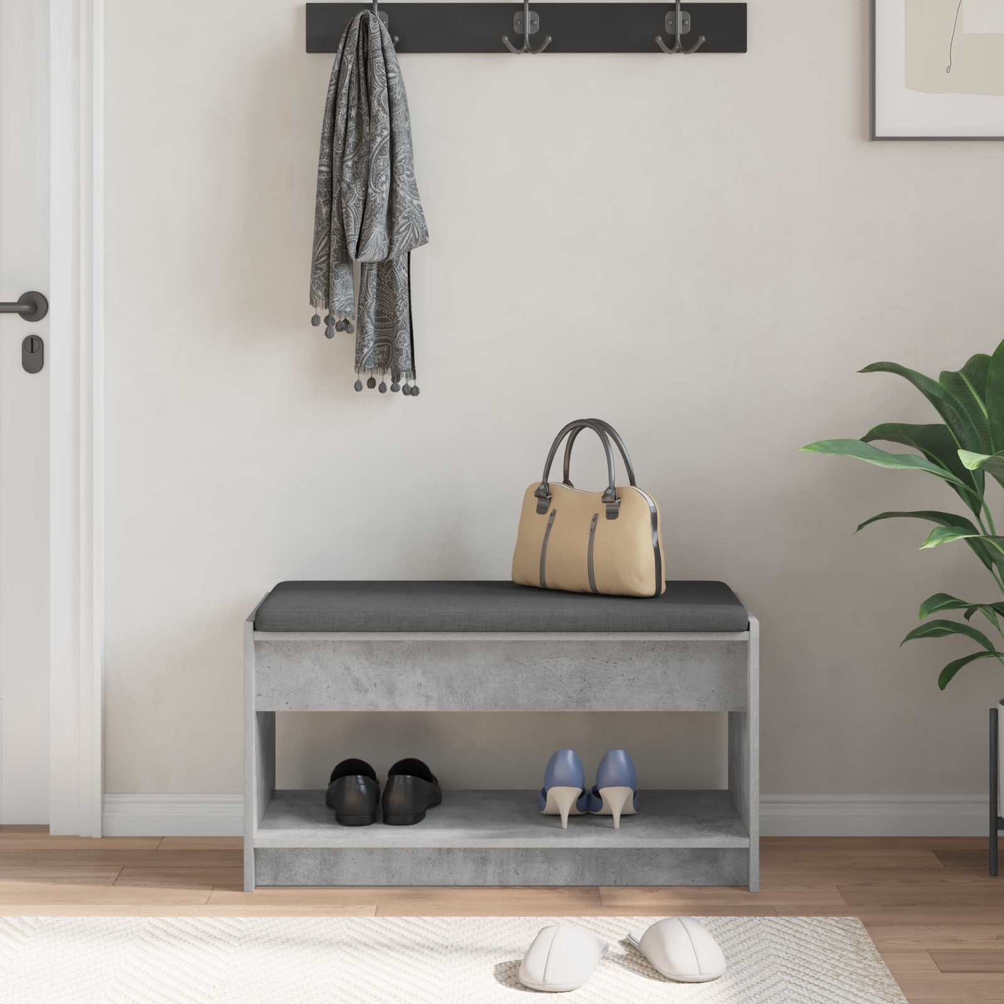 Gangbenk BetongGrå 83 x 38 x 45 cm Konstruert treverk og stoff vidaXL