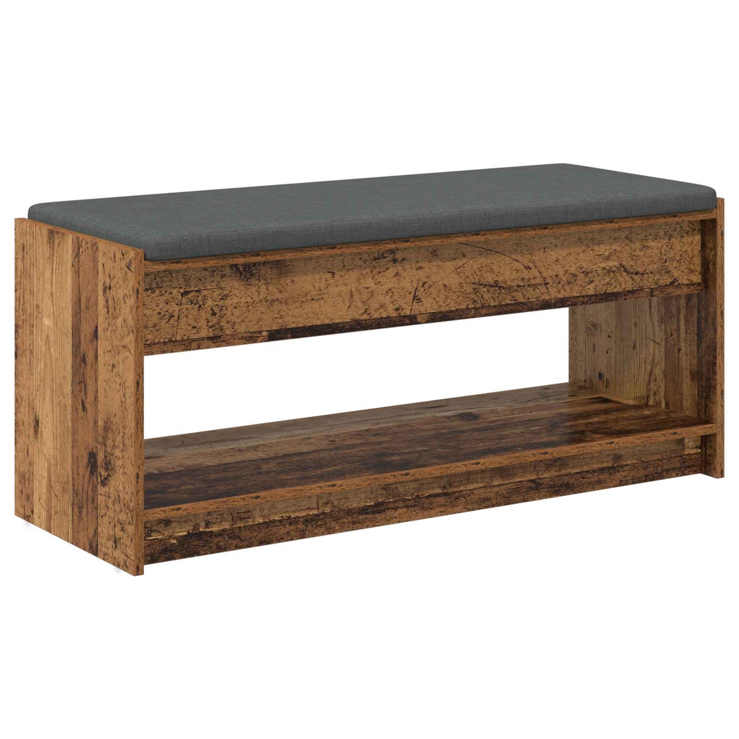 Gangbenk med pute med hylle Gammelt tre 103 x 38 x 45 cm