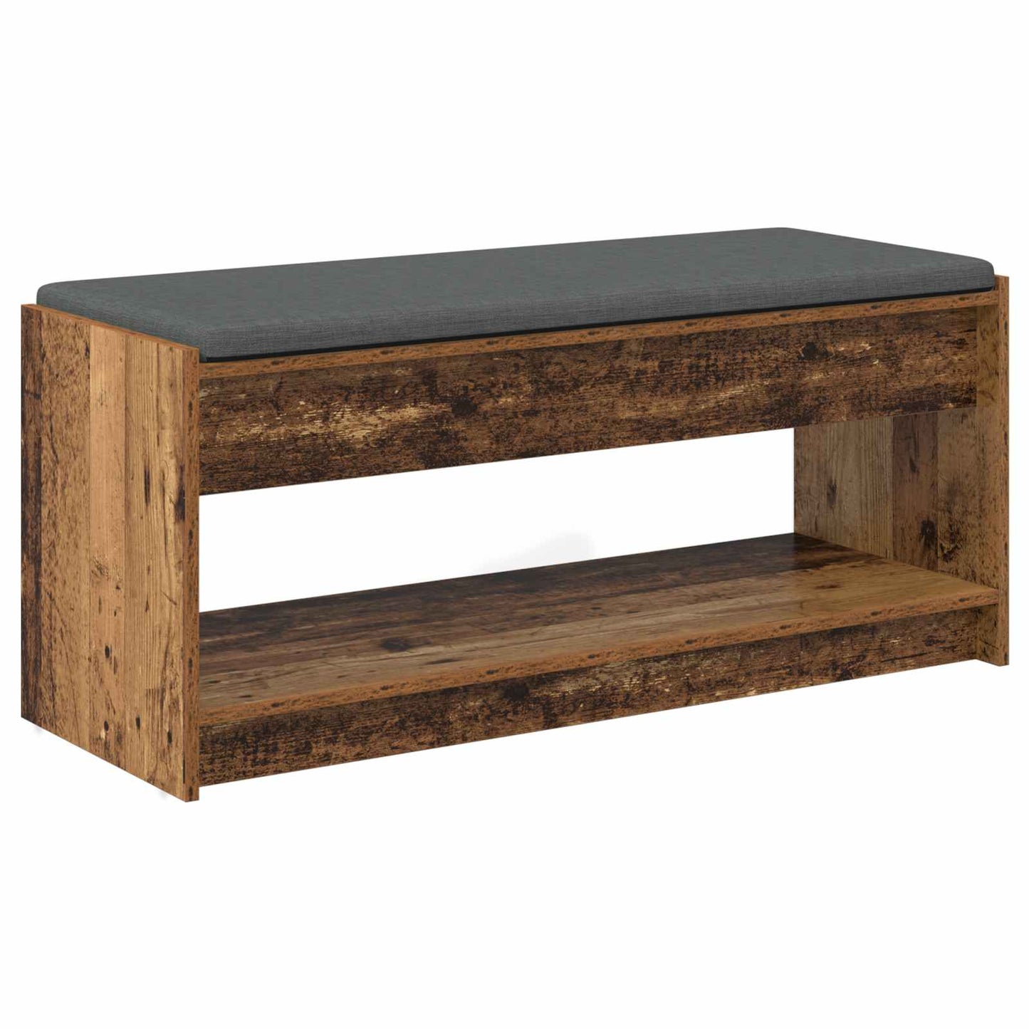 Gangbenk med pute med hylle Gammelt tre 103 x 38 x 45 cm