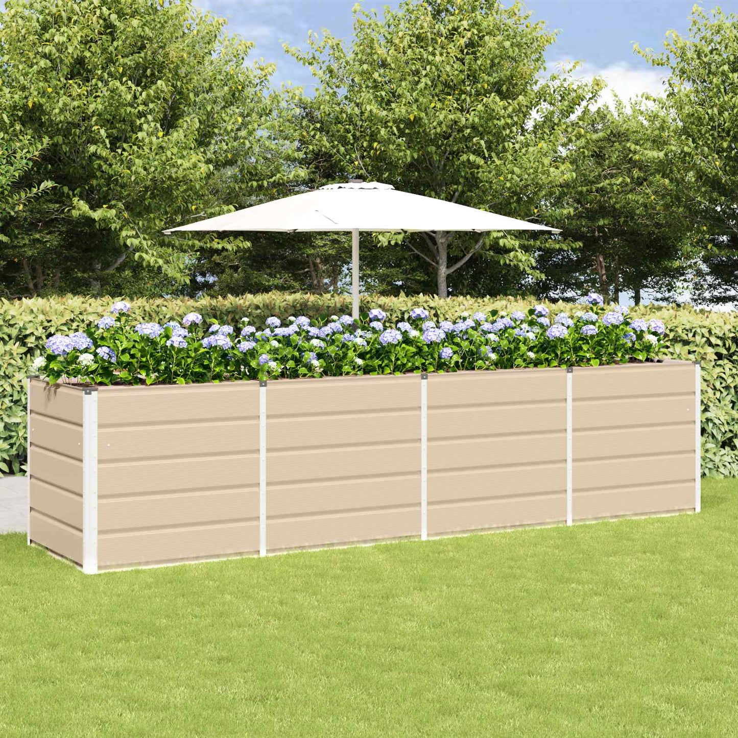 Plantekassed Elfenben 240 x 80 x 75 cm Stål