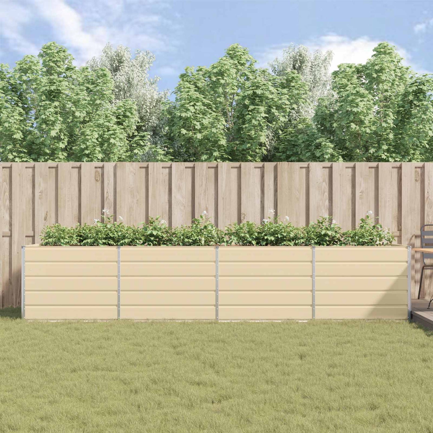 Plantekassed Elfenben 385 x 100 x 75 cm Galvanisert Stål
