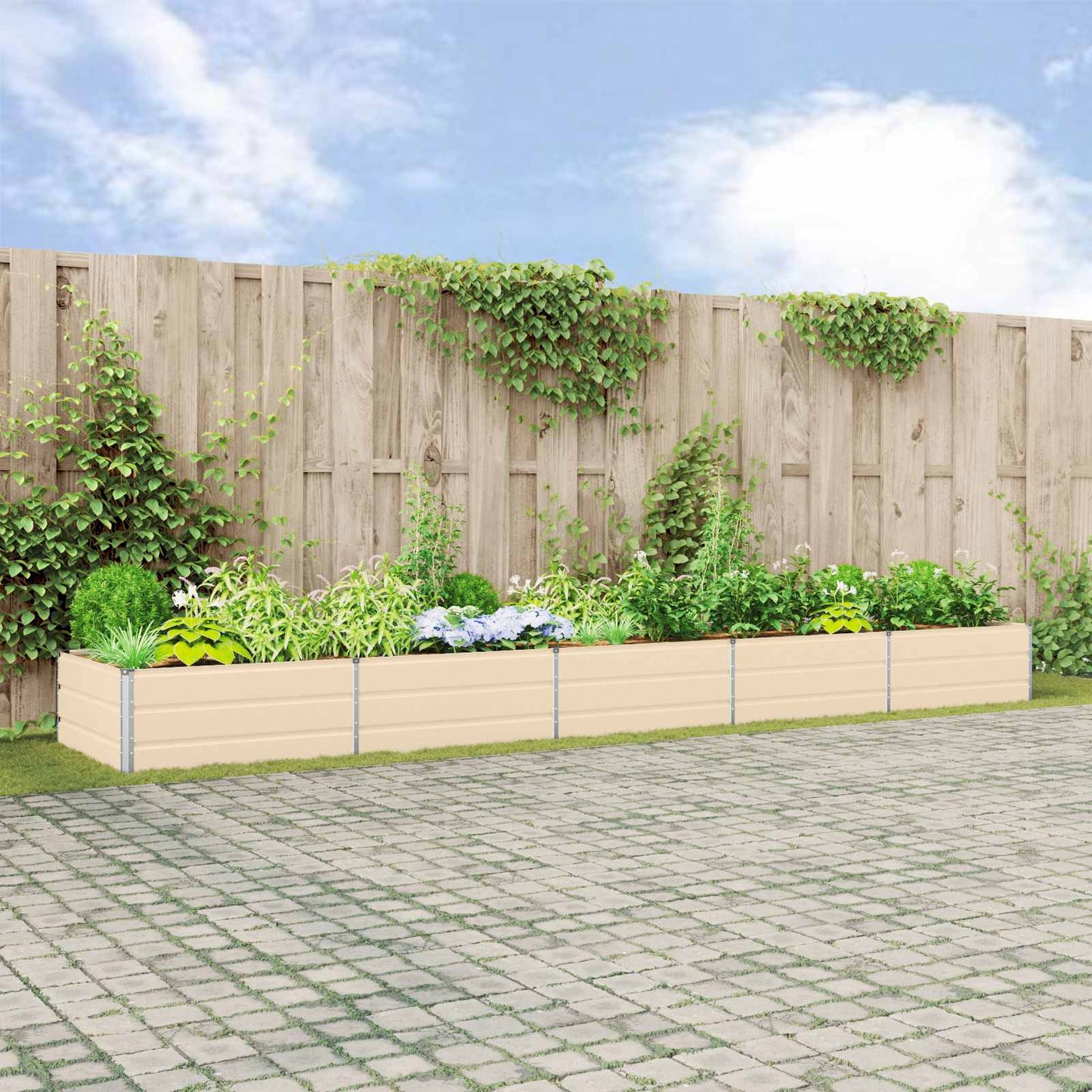 Plantekassed Elfenben 480 x 100 x 45 cm Galvanisert Stål