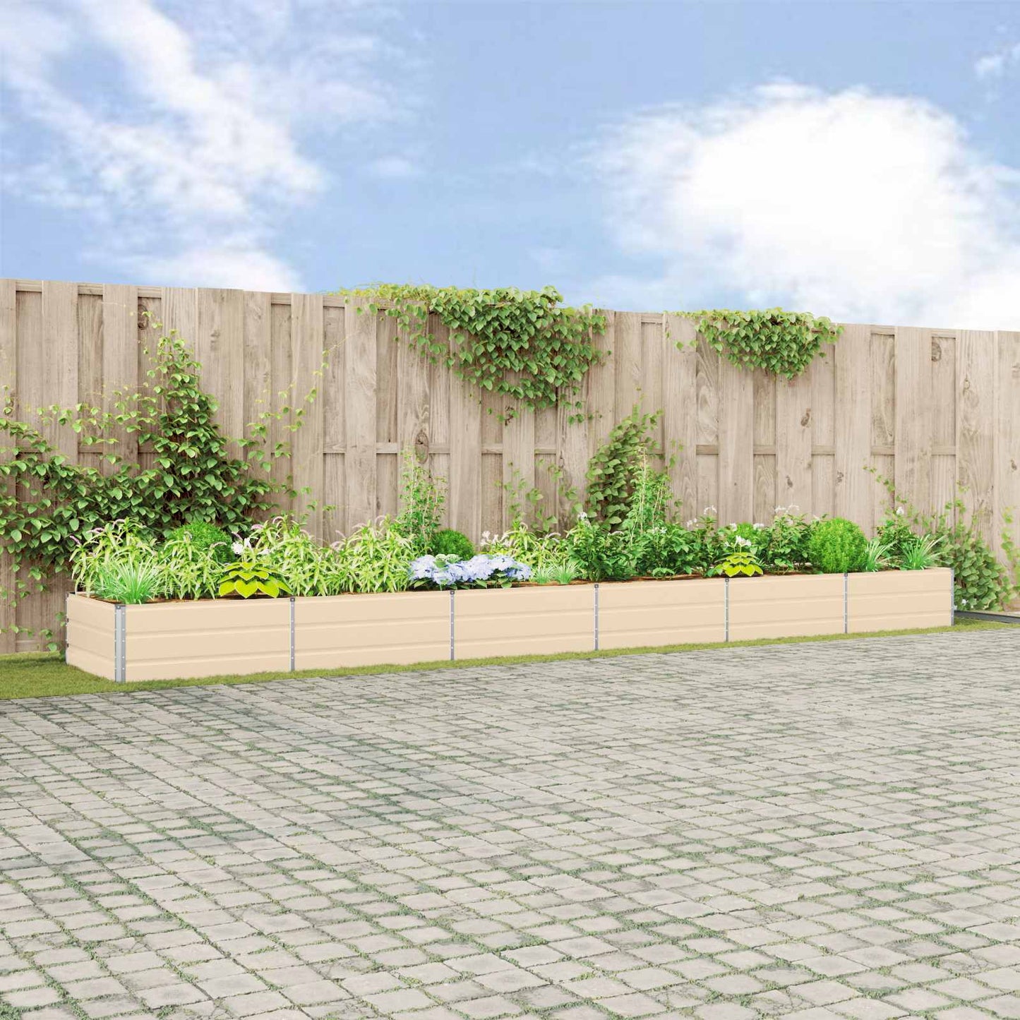 Plantekassed Elfenben 580 x 100 x 45 cm Galvanisert Stål